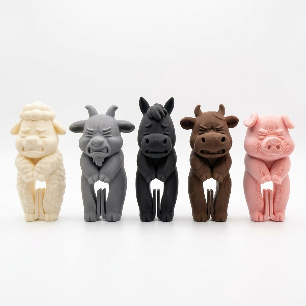 3D printed farm animal bag clip sealing a snack bag