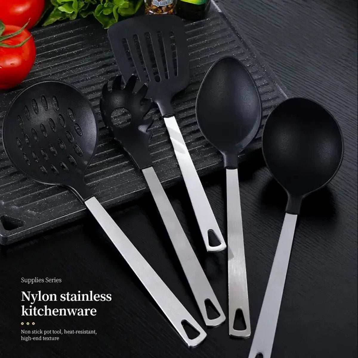 5 piece stainless steel cooking utensil set