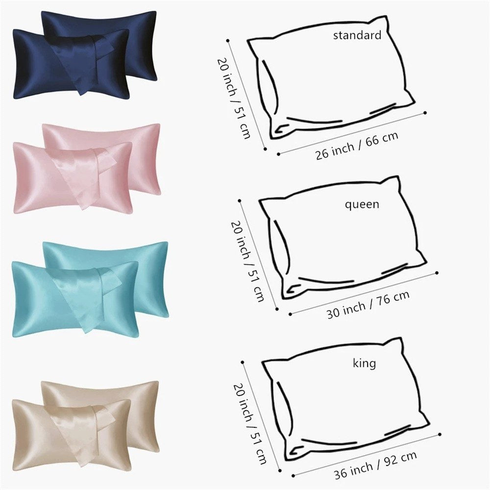 75D satin silk pillowcase in soft colours