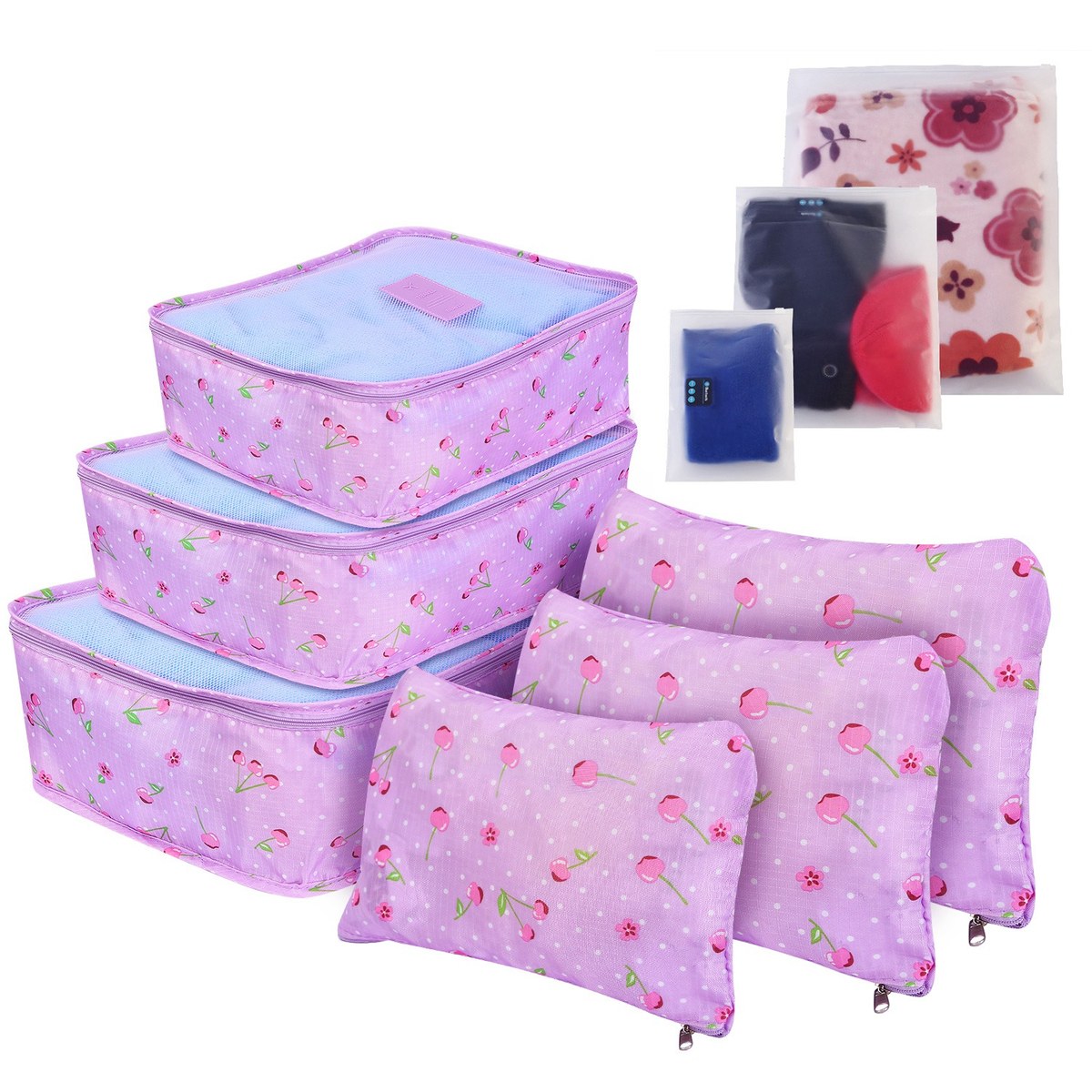9 piece water resistant travel packing cubes organiser set