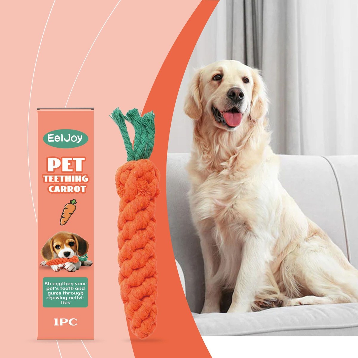 carrot shaped dog chew toy for puppies