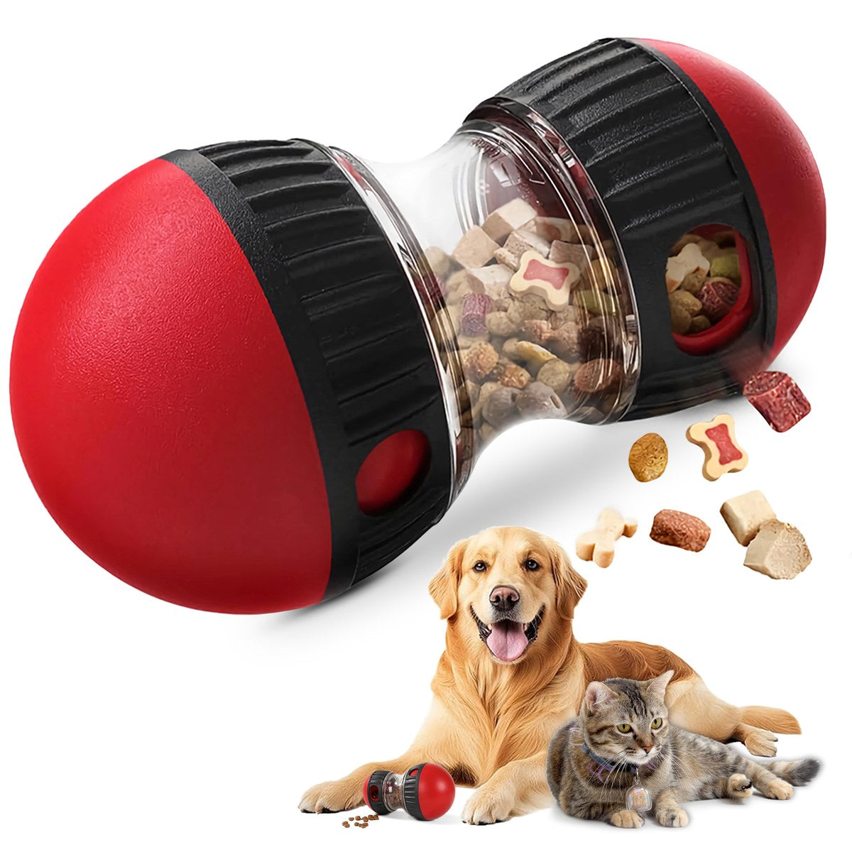 dog puzzle toy, adjustable treat dispensing ball food dispenser tough