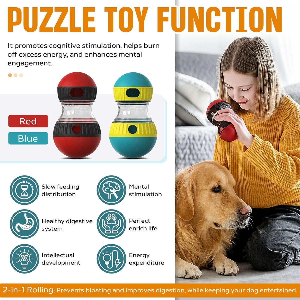 dog puzzle toy, adjustable treat dispensing ball food dispenser tough