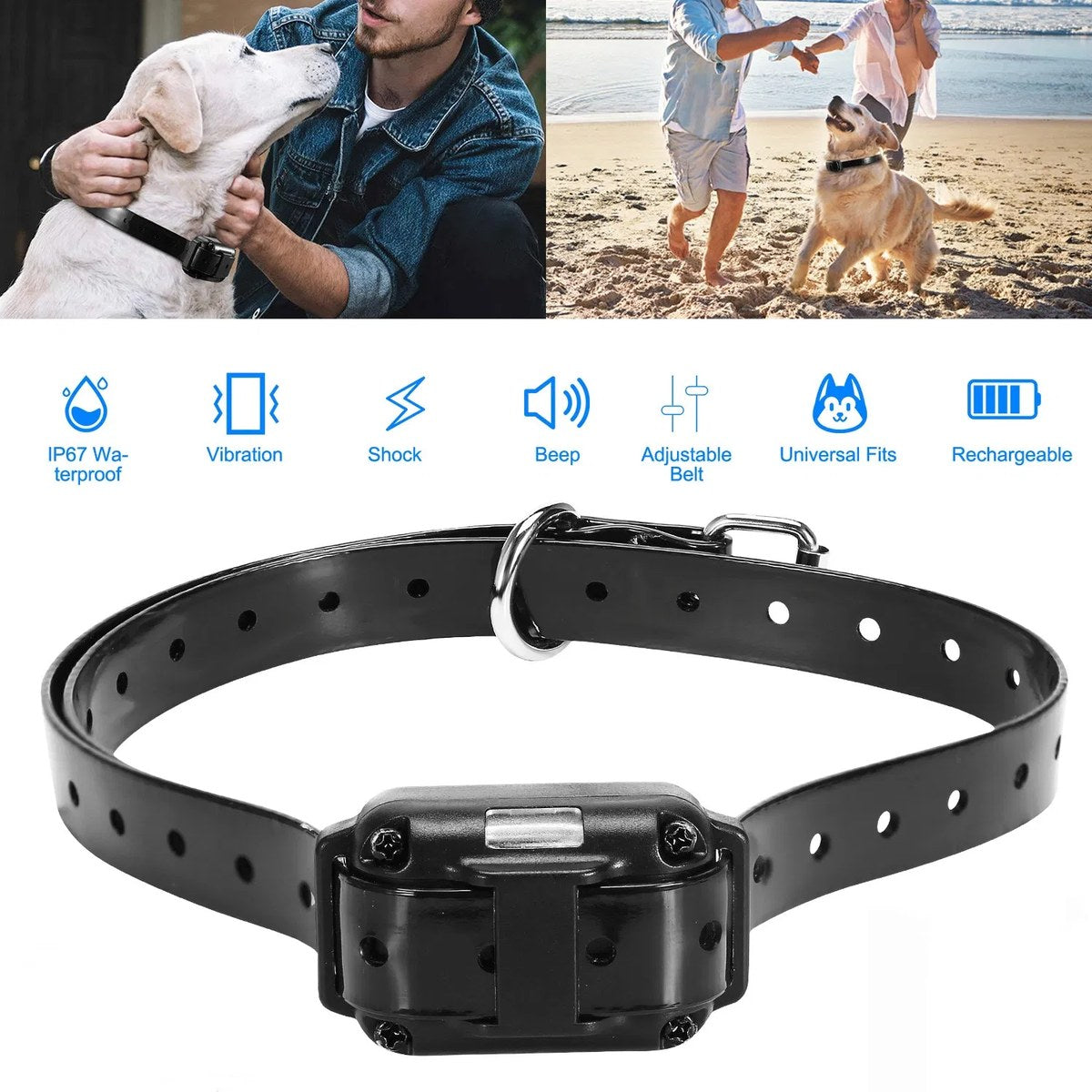 dog training collar receiver, ip67 waterproof static collar with 3 mod