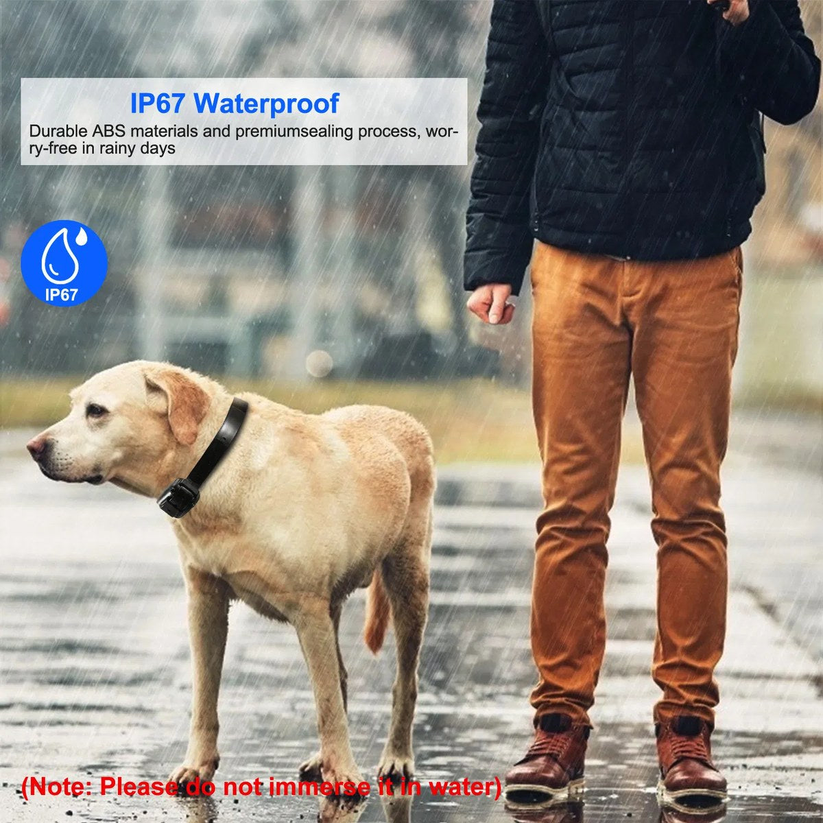 dog training collar receiver, ip67 waterproof static collar with 3 mod
