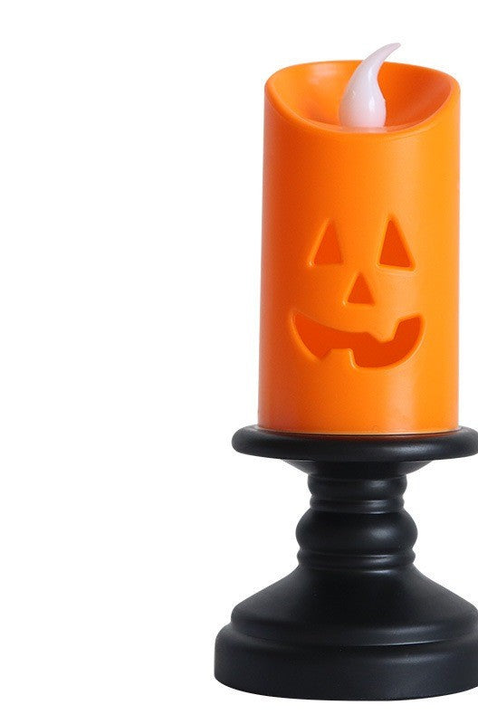 Halloween flameless LED pumpkin tea lights, 2-pack, flickering jack-o-lantern candles