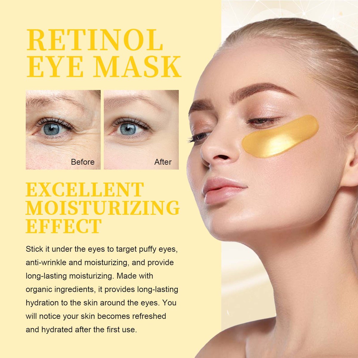 Hoygi retinol collagen under eye masks with aloe vera