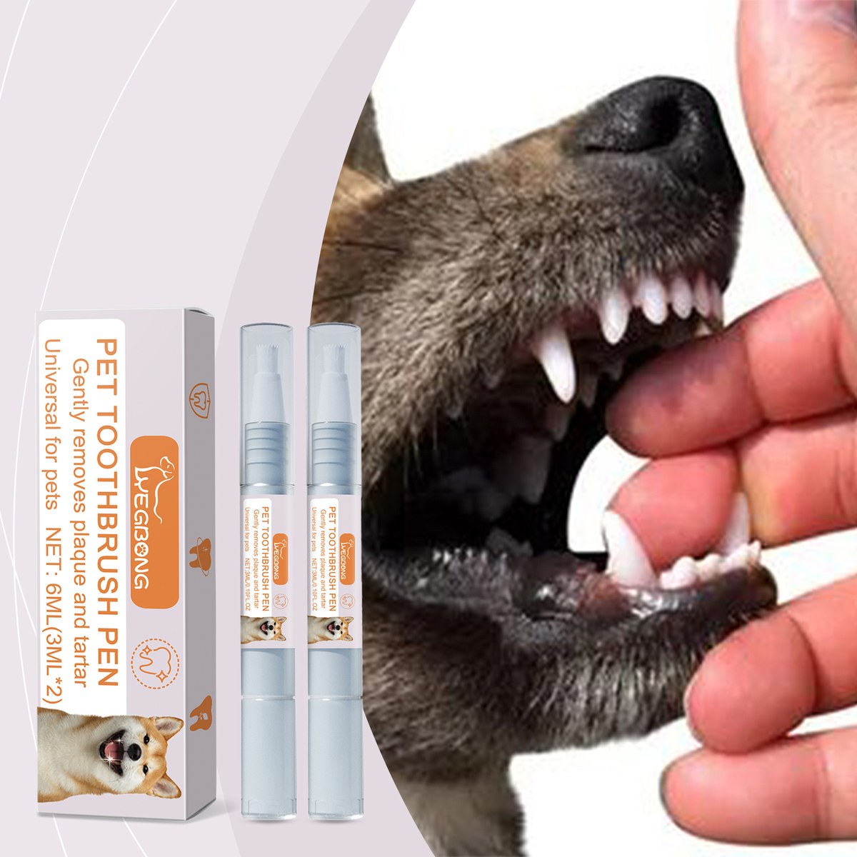 pet dental toothbrush pen 2pack dog cat plaque tartar remover, freshe
