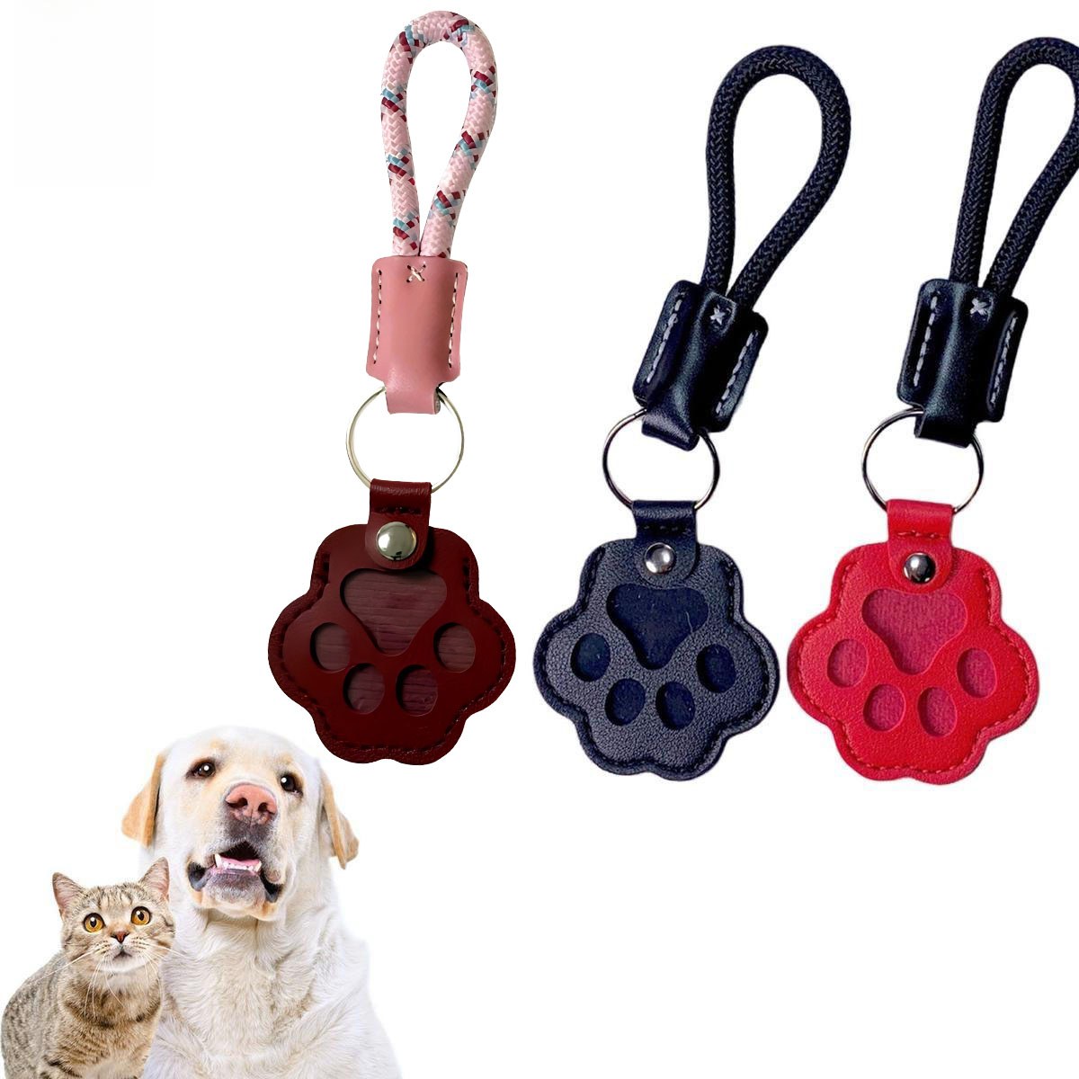 pet fur memory charm leather keychain keepsake for dog cat hair