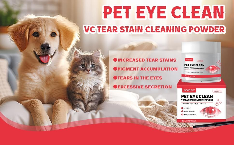 pet tear stain removal powder - natural and gentle formula, eye and fur