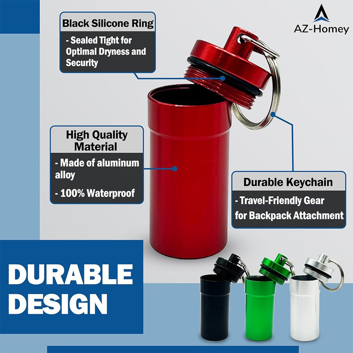 portable medication spice organizer, aluminum pocket holder keychain