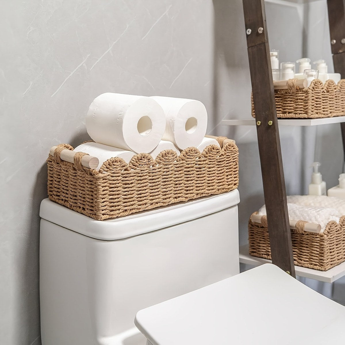 woven storage basket desktop end table storage box